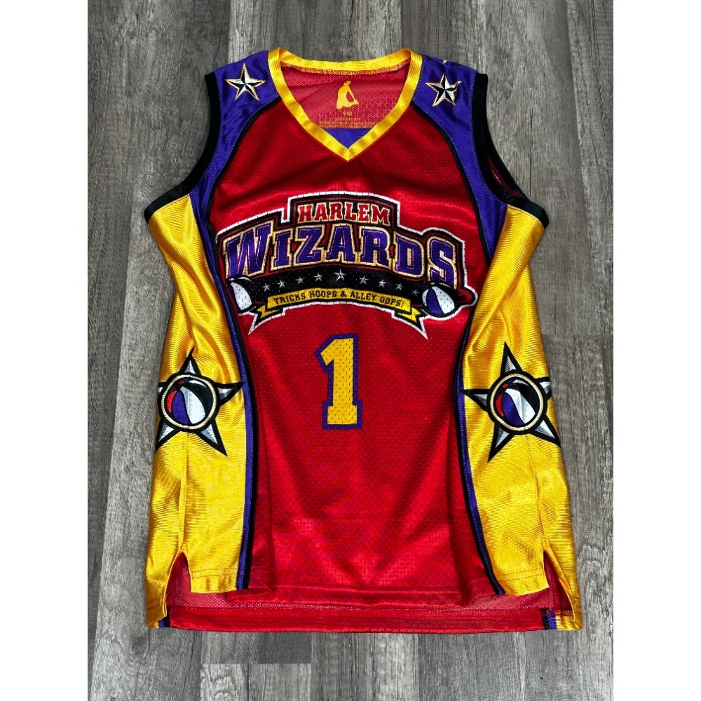 Harlem Wizards Basketball Jersey Tricks Hoops Alley Oops #1 YM Youth Med